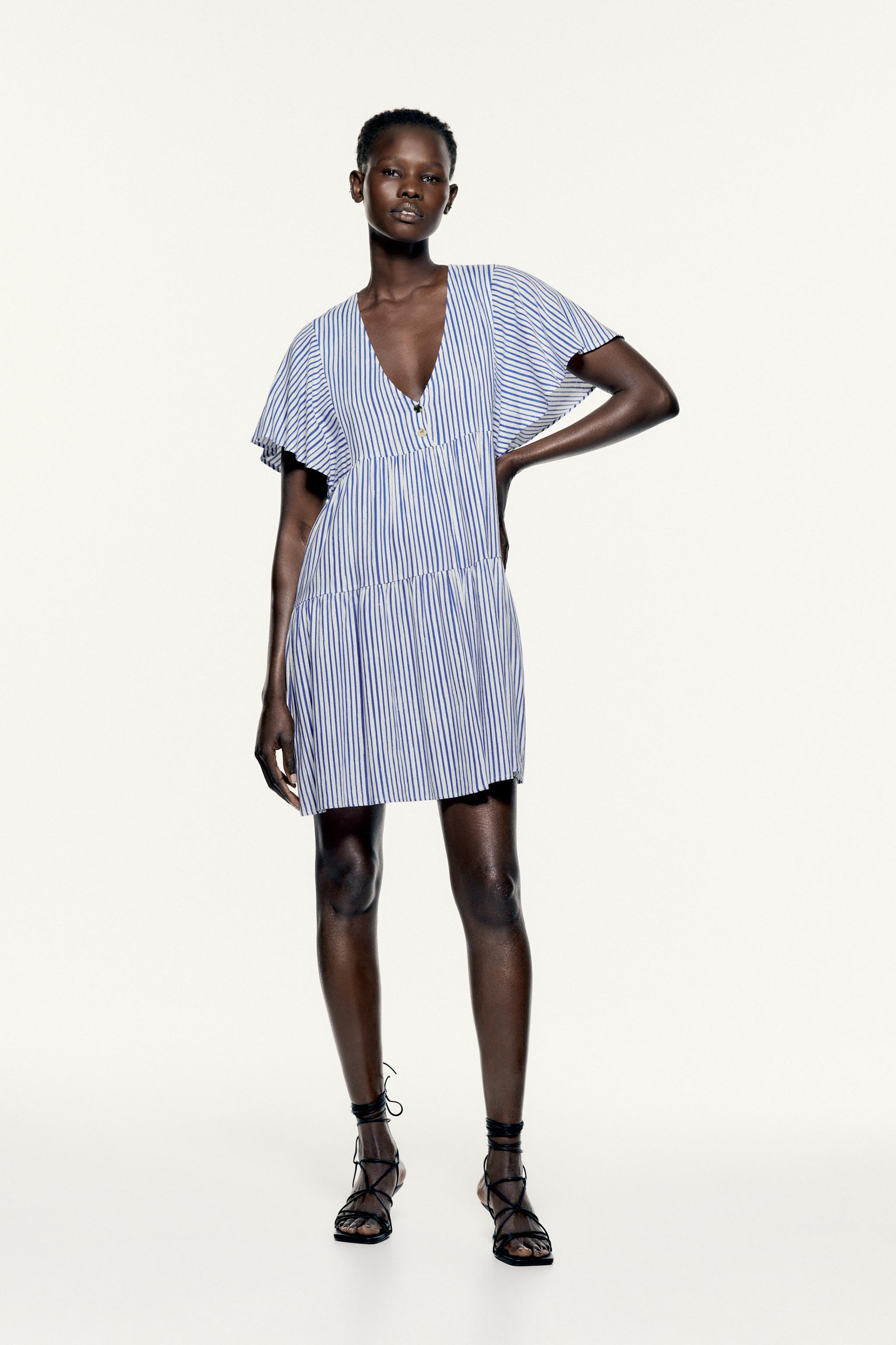 Zara striped dress with buttons new arrivals
